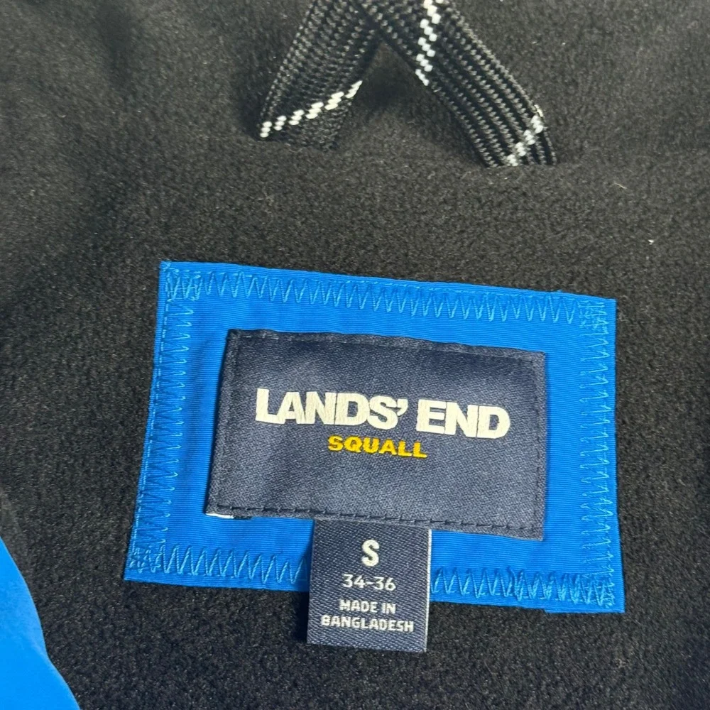 Lands End Squall Bomber Jacket Men's Small Nautical Blue Fleece Lined Full Zip